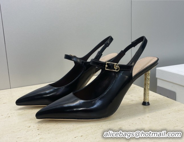 Perfect Dior Icon Slingbacks Pump 8cm in Crinkled Patent Calfskin Leather Black 2026 0302127