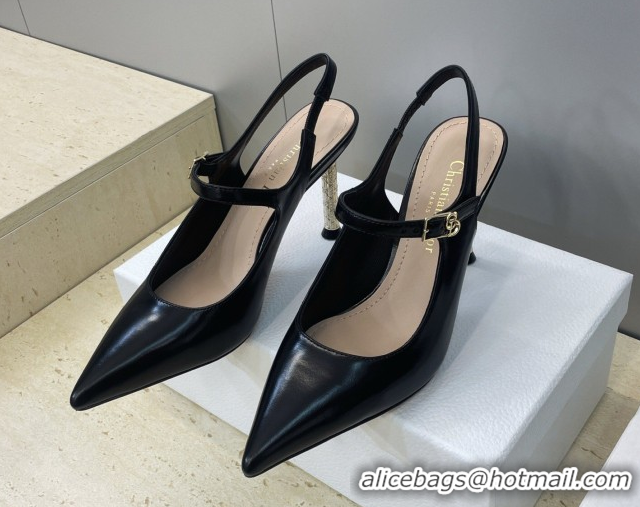 Perfect Dior Icon Slingbacks Pump 8cm in Crinkled Patent Calfskin Leather Black 2026 0302127