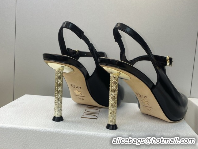 Perfect Dior Icon Slingbacks Pump 8cm in Crinkled Patent Calfskin Leather Black 2026 0302127