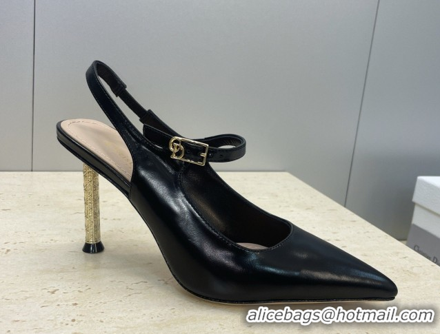 Perfect Dior Icon Slingbacks Pump 8cm in Crinkled Patent Calfskin Leather Black 2026 0302127