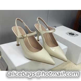 Good Quality Dior Icon Slingbacks Pump 8cm in Crinkled Patent Calfskin Leather White 2026 60302128