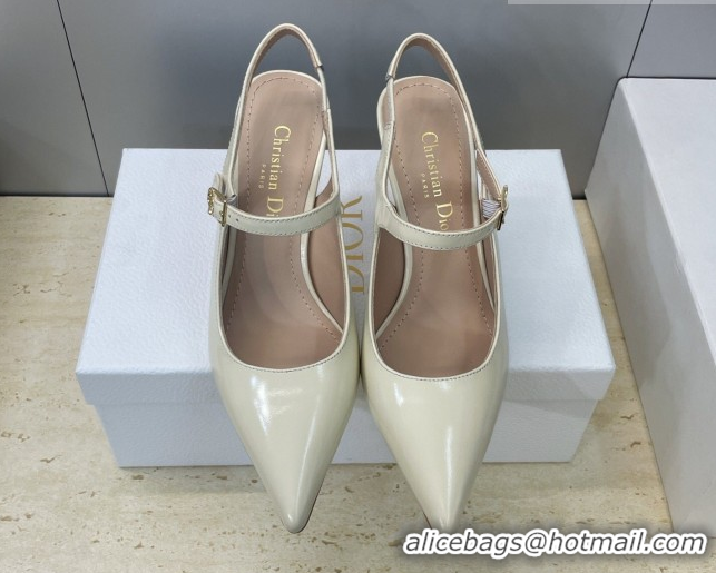 Good Quality Dior Icon Slingbacks Pump 8cm in Crinkled Patent Calfskin Leather White 2026 60302128