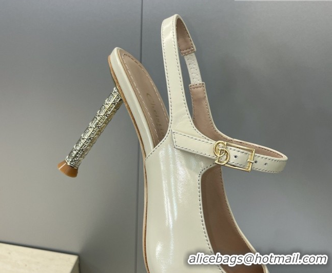 Good Quality Dior Icon Slingbacks Pump 8cm in Crinkled Patent Calfskin Leather White 2026 60302128