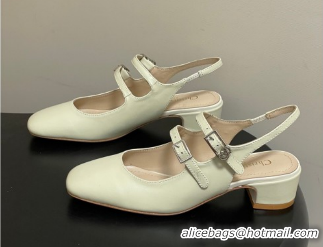 Best Price Dior Chérie Slingbacks Pump 4cm in Supple Calfskin Leather White 2026 60303002