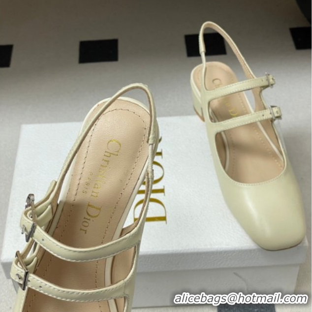 Best Price Dior Chérie Slingbacks Pump 4cm in Supple Calfskin Leather White 2026 60303002