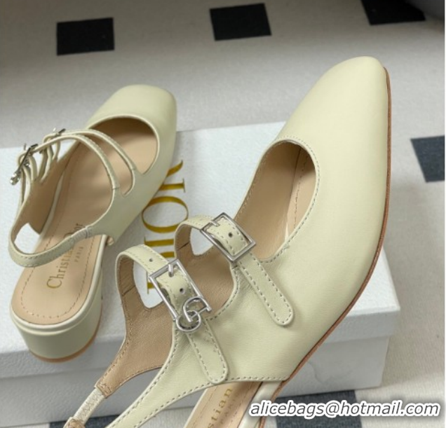 Best Price Dior Chérie Slingbacks Pump 4cm in Supple Calfskin Leather White 2026 60303002