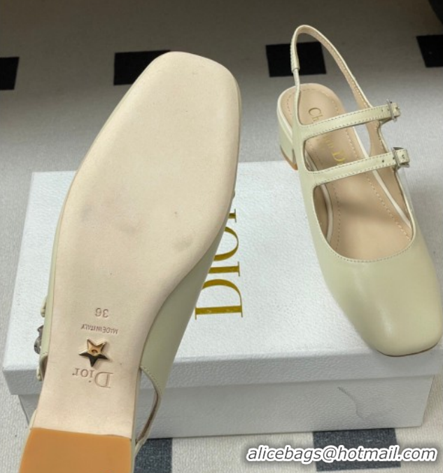 Best Price Dior Chérie Slingbacks Pump 4cm in Supple Calfskin Leather White 2026 60303002