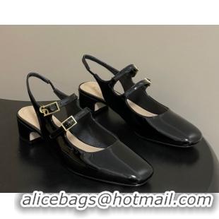 Most Popular Dior Chérie Slingbacks Pump 4cm in Patent Calfskin Leather Black 2026 0303003