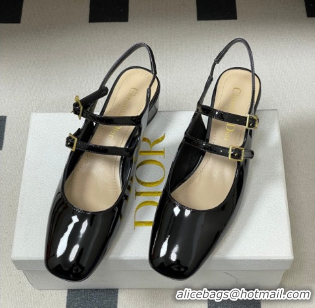 Most Popular Dior Chérie Slingbacks Pump 4cm in Patent Calfskin Leather Black 2026 0303003