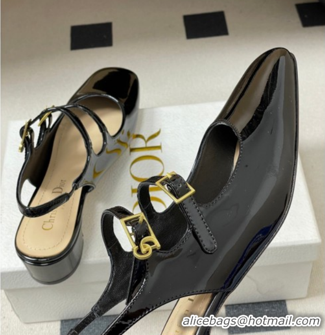 Most Popular Dior Chérie Slingbacks Pump 4cm in Patent Calfskin Leather Black 2026 0303003