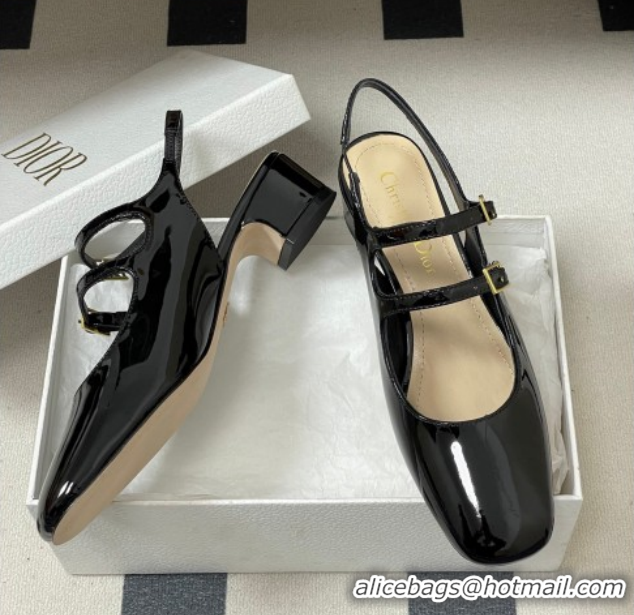 Most Popular Dior Chérie Slingbacks Pump 4cm in Patent Calfskin Leather Black 2026 0303003