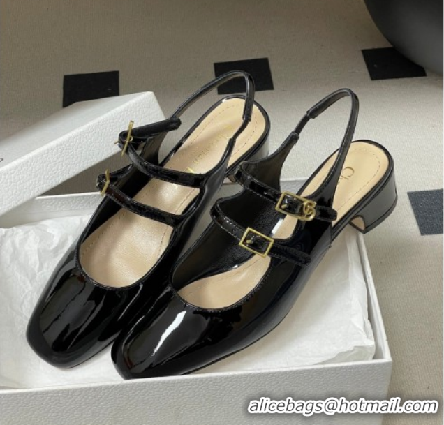 Most Popular Dior Chérie Slingbacks Pump 4cm in Patent Calfskin Leather Black 2026 0303003