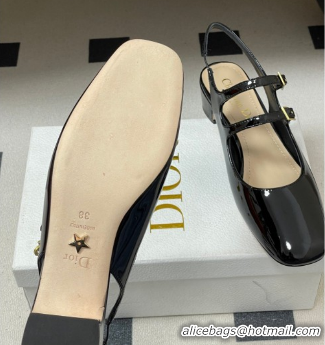 Most Popular Dior Chérie Slingbacks Pump 4cm in Patent Calfskin Leather Black 2026 0303003