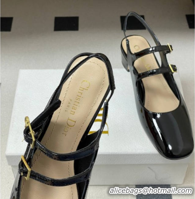 Most Popular Dior Chérie Slingbacks Pump 4cm in Patent Calfskin Leather Black 2026 0303003