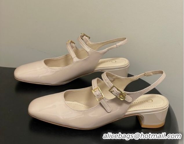 Purchase Dior Chérie Slingbacks Pump 4cm in Patent Calfskin Leather Nude Pink 2026 0303004
