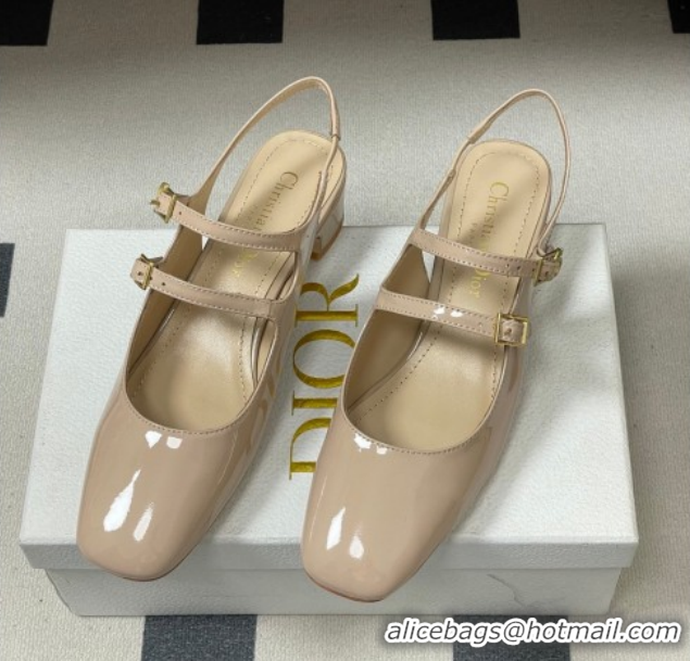 Purchase Dior Chérie Slingbacks Pump 4cm in Patent Calfskin Leather Nude Pink 2026 0303004