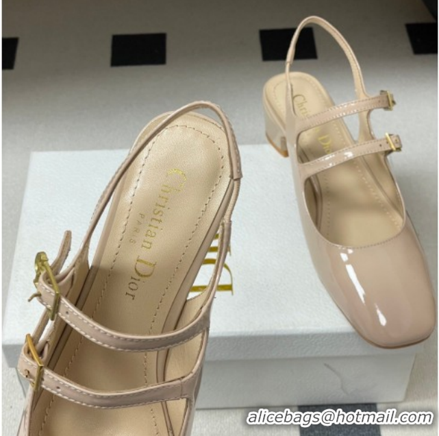 Purchase Dior Chérie Slingbacks Pump 4cm in Patent Calfskin Leather Nude Pink 2026 0303004
