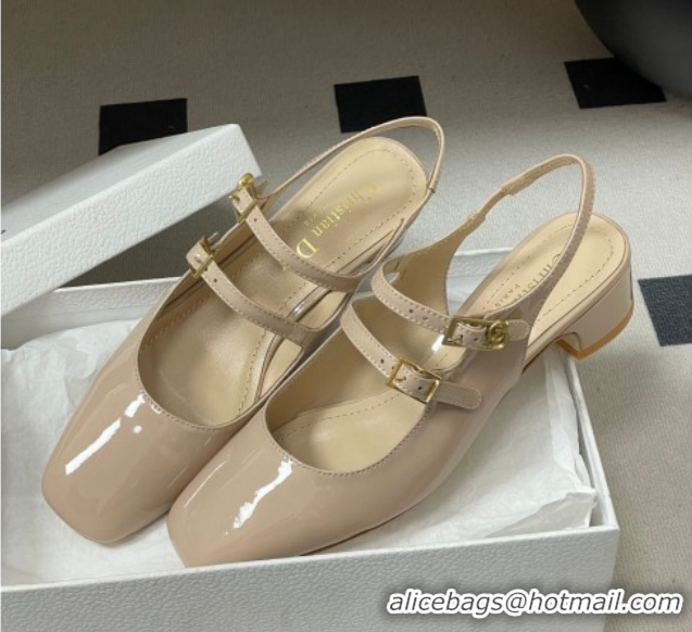 Purchase Dior Chérie Slingbacks Pump 4cm in Patent Calfskin Leather Nude Pink 2026 0303004