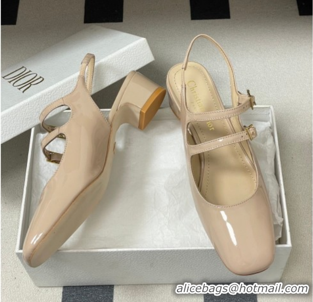 Purchase Dior Chérie Slingbacks Pump 4cm in Patent Calfskin Leather Nude Pink 2026 0303004
