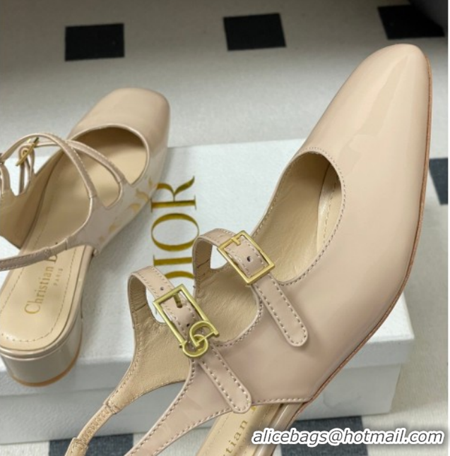 Purchase Dior Chérie Slingbacks Pump 4cm in Patent Calfskin Leather Nude Pink 2026 0303004