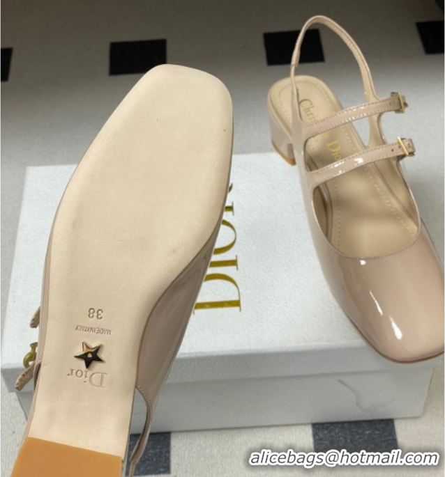 Purchase Dior Chérie Slingbacks Pump 4cm in Patent Calfskin Leather Nude Pink 2026 0303004