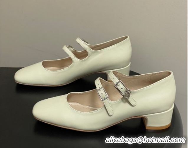 Classic Hot Dior Chérie Pumps 4cm in Supple Calfskin Leather White 2026 0303006