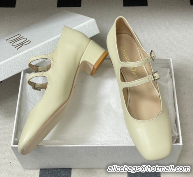 Classic Hot Dior Chérie Pumps 4cm in Supple Calfskin Leather White 2026 0303006