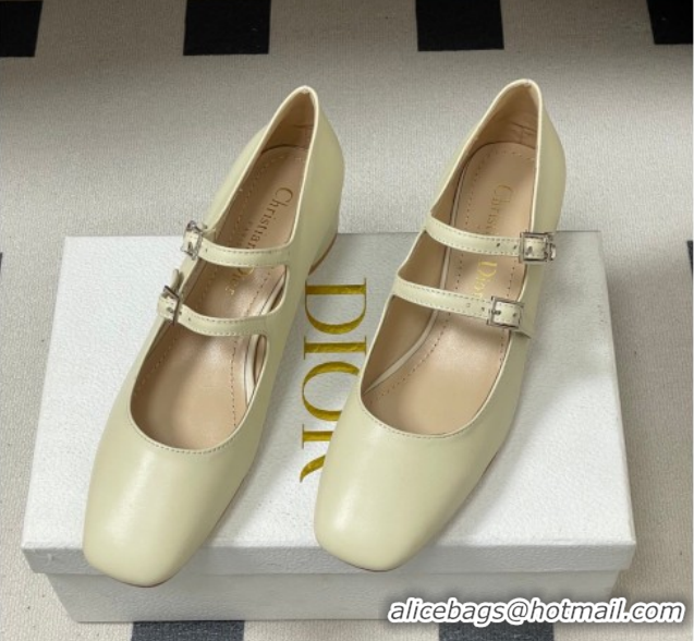 Classic Hot Dior Chérie Pumps 4cm in Supple Calfskin Leather White 2026 0303006