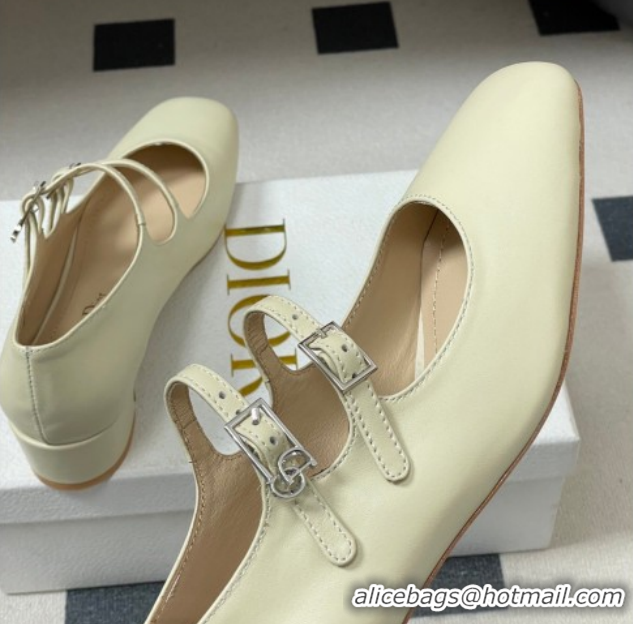 Classic Hot Dior Chérie Pumps 4cm in Supple Calfskin Leather White 2026 0303006