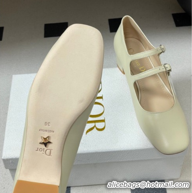 Classic Hot Dior Chérie Pumps 4cm in Supple Calfskin Leather White 2026 0303006