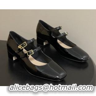 Best Grade Dior Chérie Pumps 4cm in Patent Calfskin Leather Black 0303007