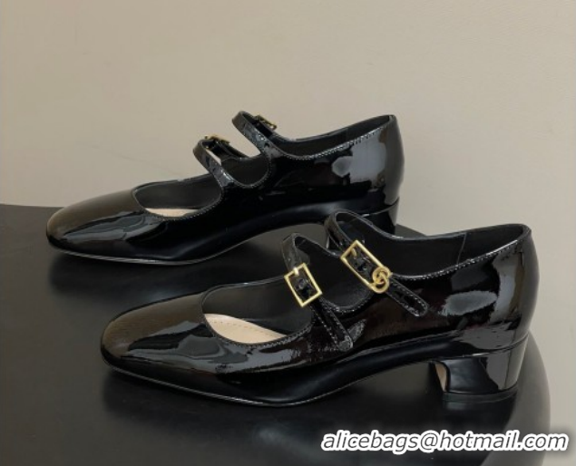 Best Grade Dior Chérie Pumps 4cm in Patent Calfskin Leather Black 0303007