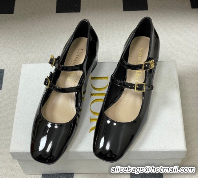Best Grade Dior Chérie Pumps 4cm in Patent Calfskin Leather Black 0303007