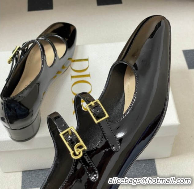 Best Grade Dior Chérie Pumps 4cm in Patent Calfskin Leather Black 0303007
