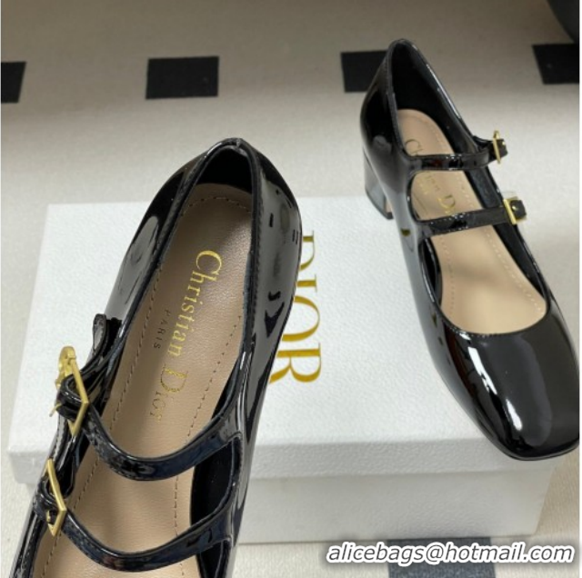 Best Grade Dior Chérie Pumps 4cm in Patent Calfskin Leather Black 0303007