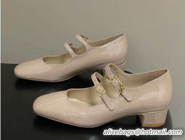Fashion Dior Chérie Pumps 4cm in Patent Calfskin Leather Nude Pink 2026 0303008