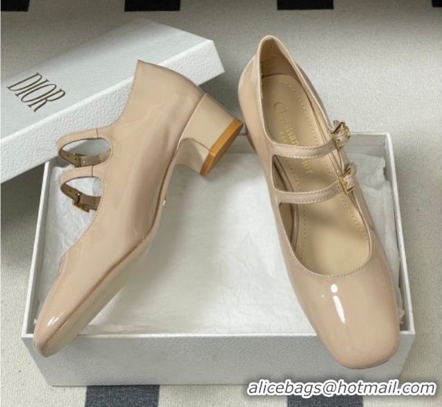 Fashion Dior Chérie Pumps 4cm in Patent Calfskin Leather Nude Pink 2026 0303008