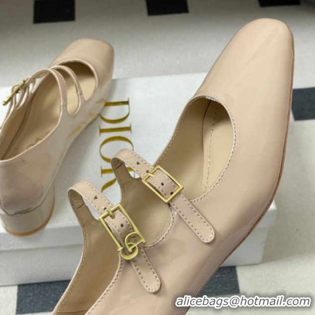 Fashion Dior Chérie Pumps 4cm in Patent Calfskin Leather Nude Pink 2026 0303008