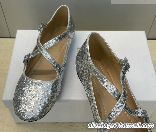 Pretty Style Dior Very Dior Ballet Flats in Glitter Silver 2026 0303009