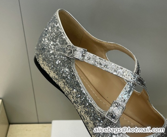 Pretty Style Dior Very Dior Ballet Flats in Glitter Silver 2026 0303009