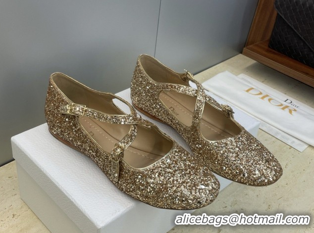 Duplicate Dior Very Dior Ballet Flats in Glitter Gold 2026 0303010