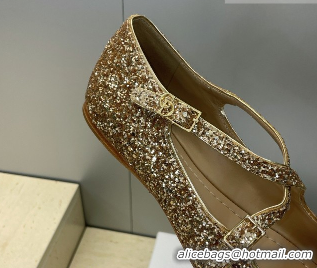 Duplicate Dior Very Dior Ballet Flats in Glitter Gold 2026 0303010