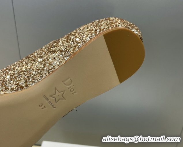 Duplicate Dior Very Dior Ballet Flats in Glitter Gold 2026 0303010