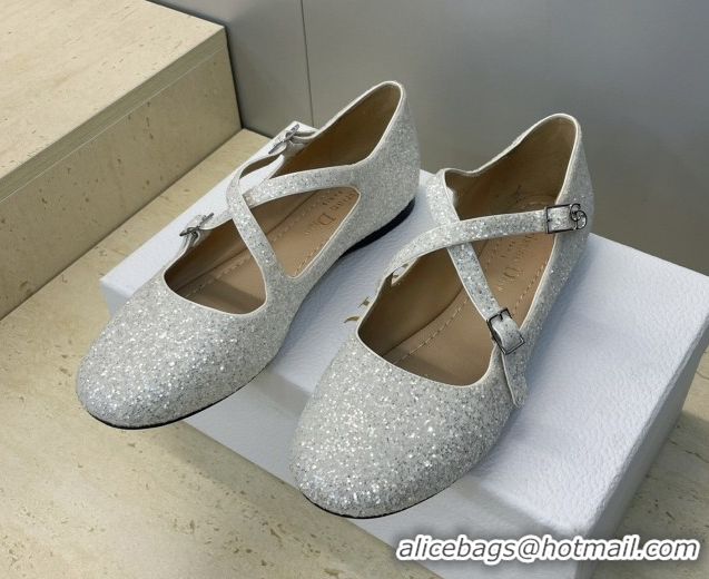 Stylish Dior Very Dior Ballet Flats in Glitter Grey 2026 0303011