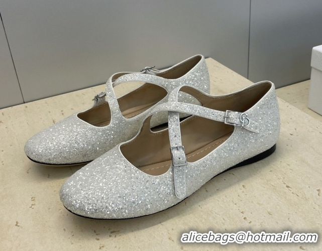 Stylish Dior Very Dior Ballet Flats in Glitter Grey 2026 0303011