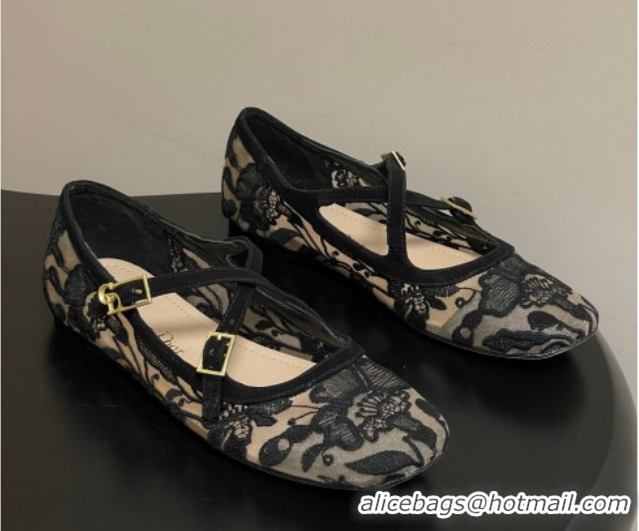 Crafted Dior Very Dior Ballet Flats in Lace Mesh Black 2026 0303012