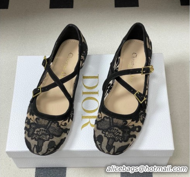 Crafted Dior Very Dior Ballet Flats in Lace Mesh Black 2026 0303012