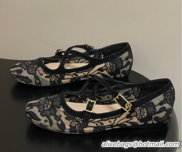 Crafted Dior Very Dior Ballet Flats in Lace Mesh Black 2026 0303012