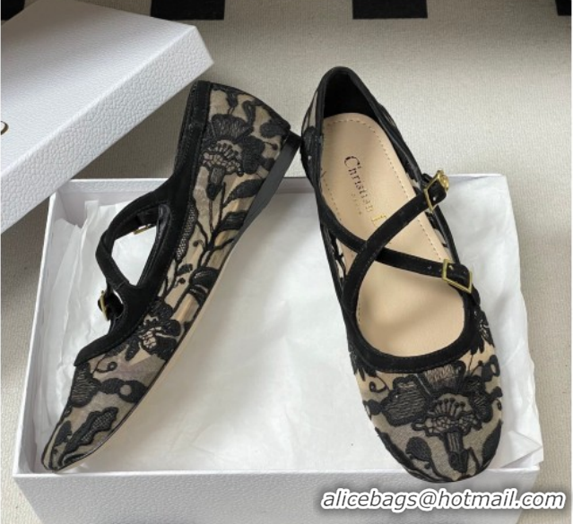 Crafted Dior Very Dior Ballet Flats in Lace Mesh Black 2026 0303012