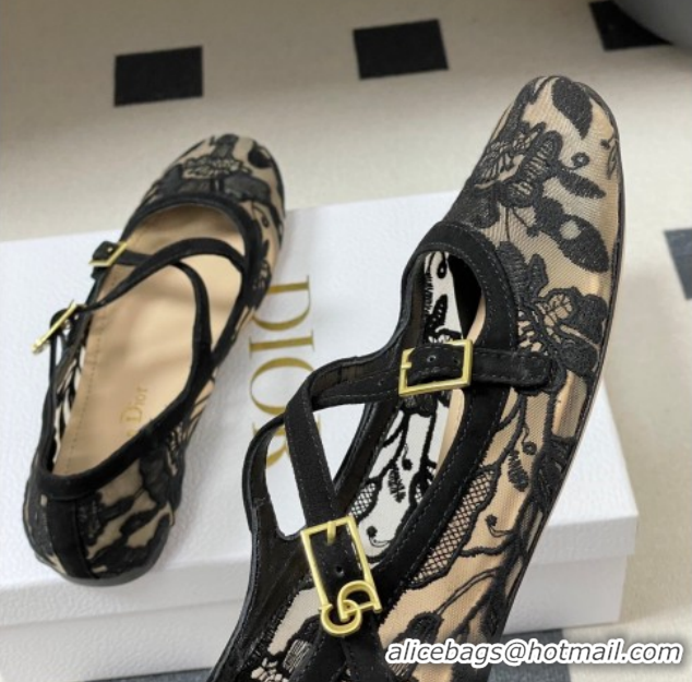 Crafted Dior Very Dior Ballet Flats in Lace Mesh Black 2026 0303012